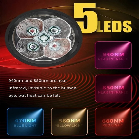 Blue Lamp Red Light Therapy Device with 5 Wavelengths - Near Infrared 940nm Light Therapy for Body and Joint Arthritis Pain Relief