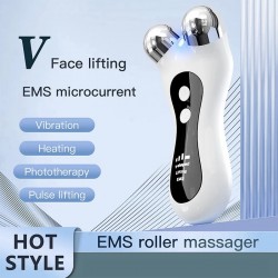 Portable Electric V-Face Lift Roller Massager - EMS Microcurrent Sonic Vibration Facial Lifting and Skin Tightening Beauty Device